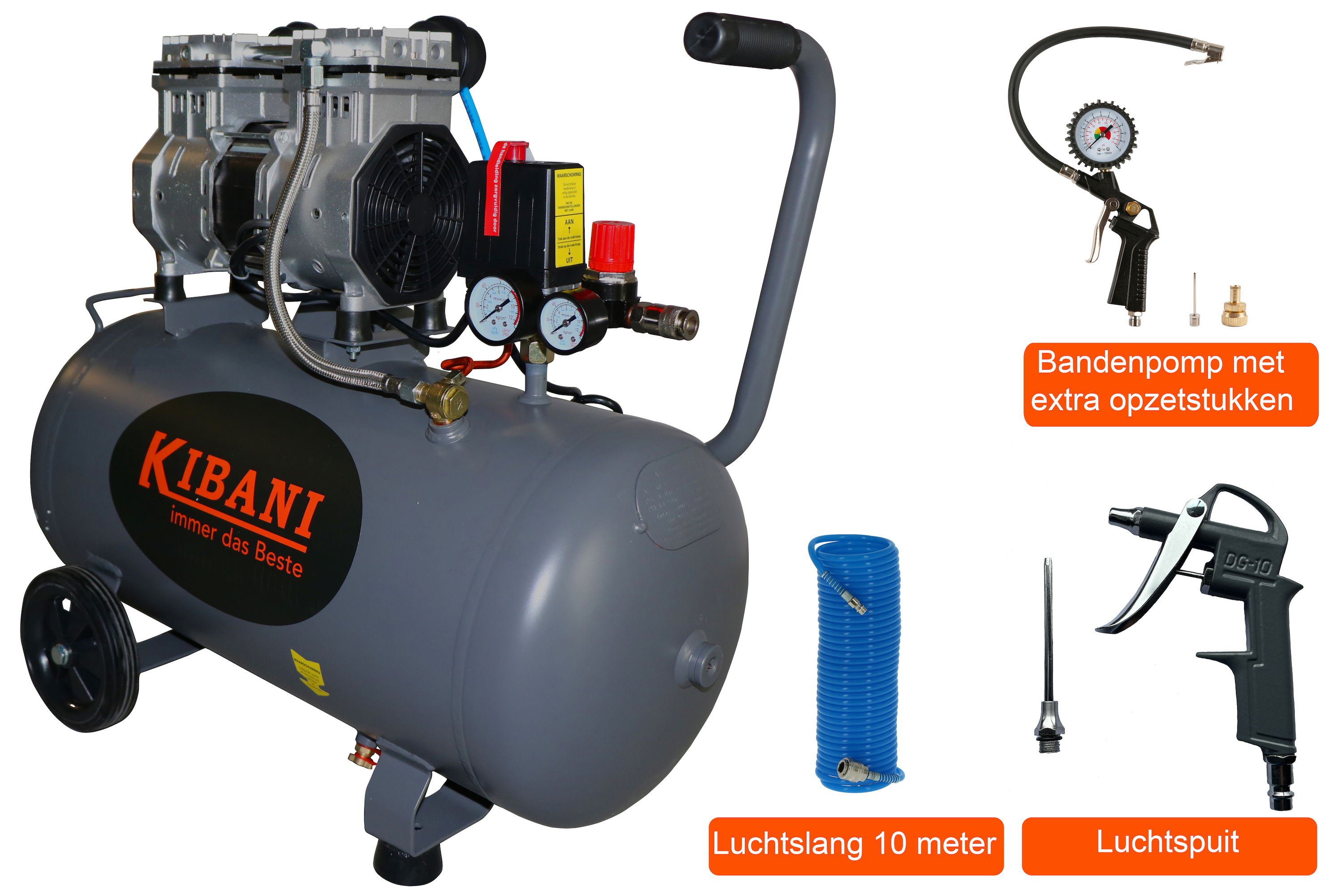 Kibani Stille compressor 50 liter – SET