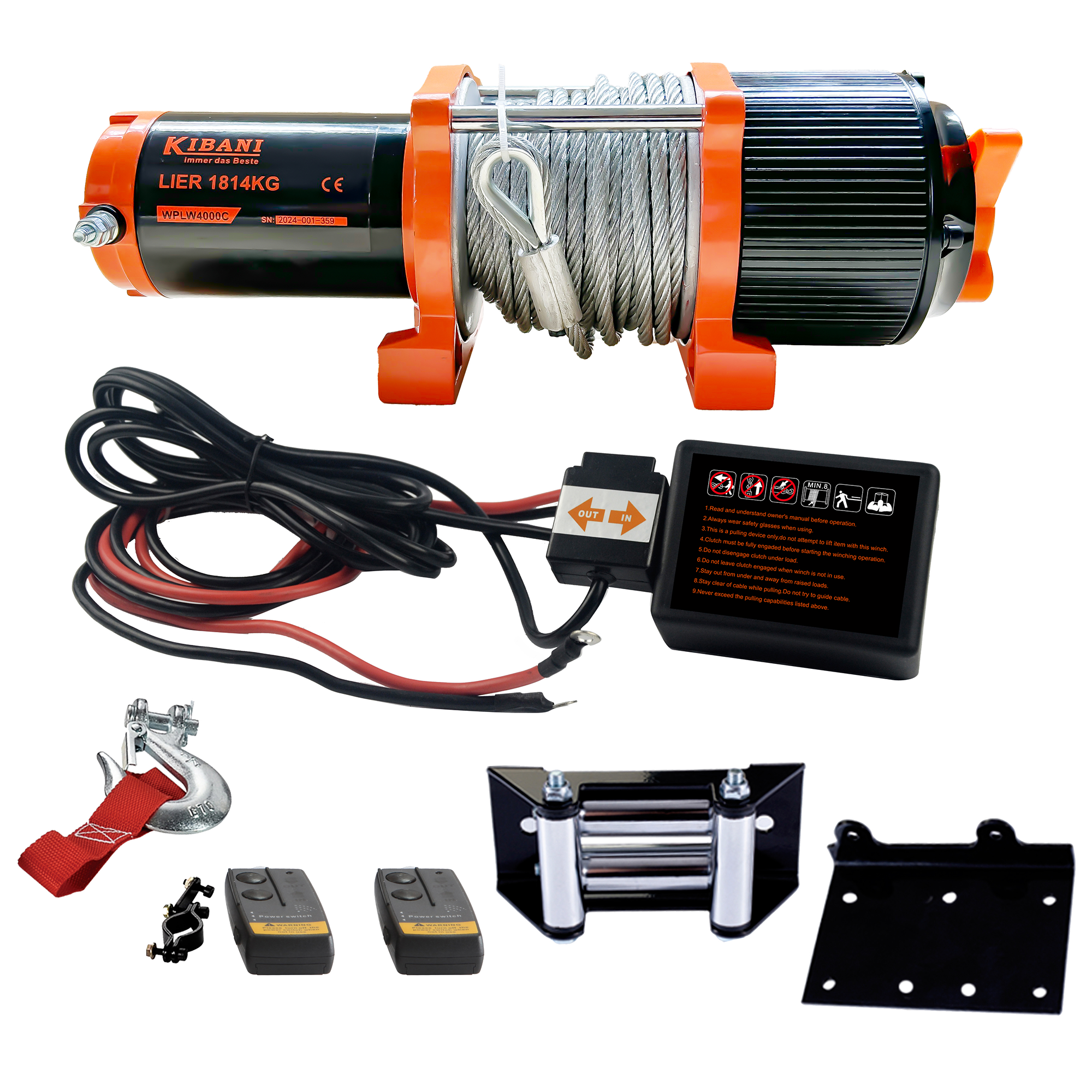 Kibani elektrische lier 12 volt 1814kg incl. extra afstandsbediening